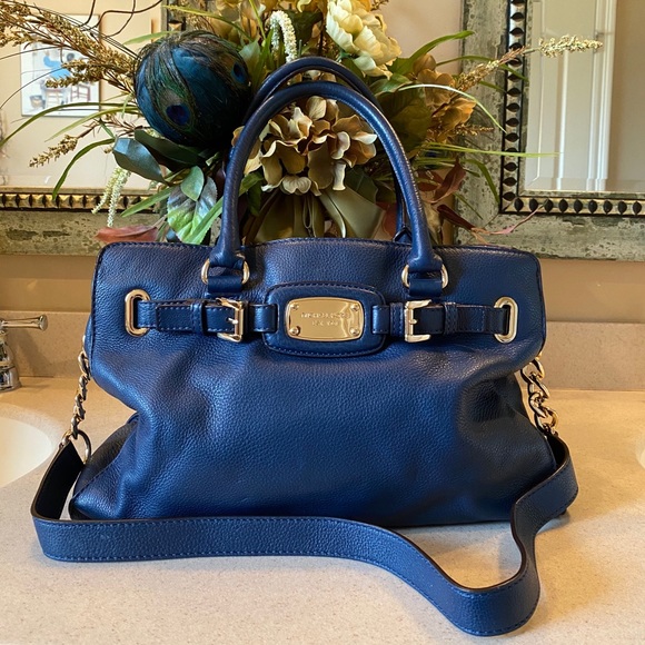 Michael Kors Handbags - MICHAEL KORS HAMILTON HANDBAG BLUE GRAINED LEATHER
